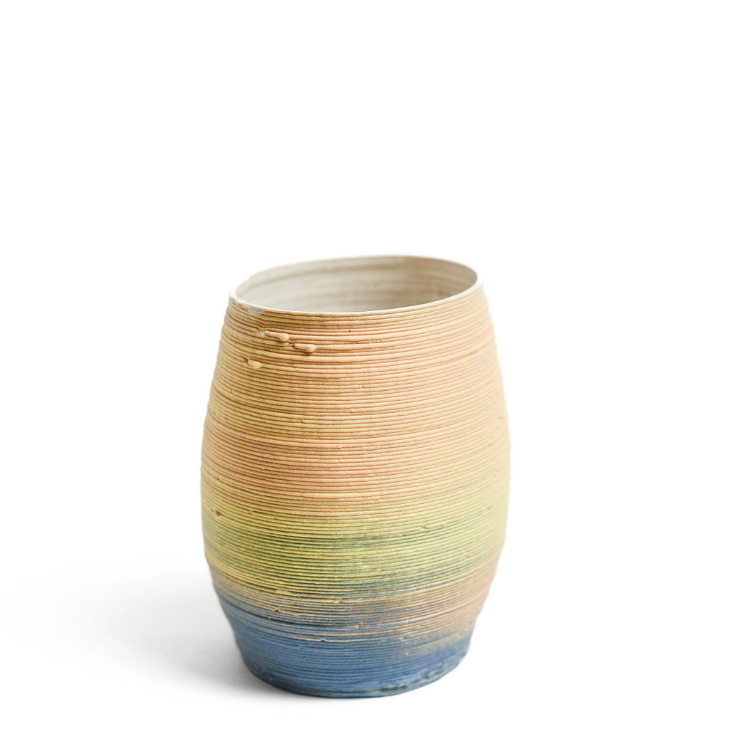 Porcelain cup made by Alterfact using 3D printing techniques in clay. Alterfact is an Australian duo composed of ceramicist Lucile Sciallano and designer Ben Landau based in Melbourne where they create contemporary ceramics using 3D printing techniques.