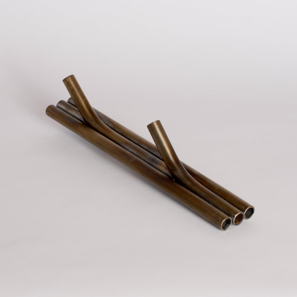 'Over & Under' Pipeflute Wall Hook - Burnt Stainless Steel