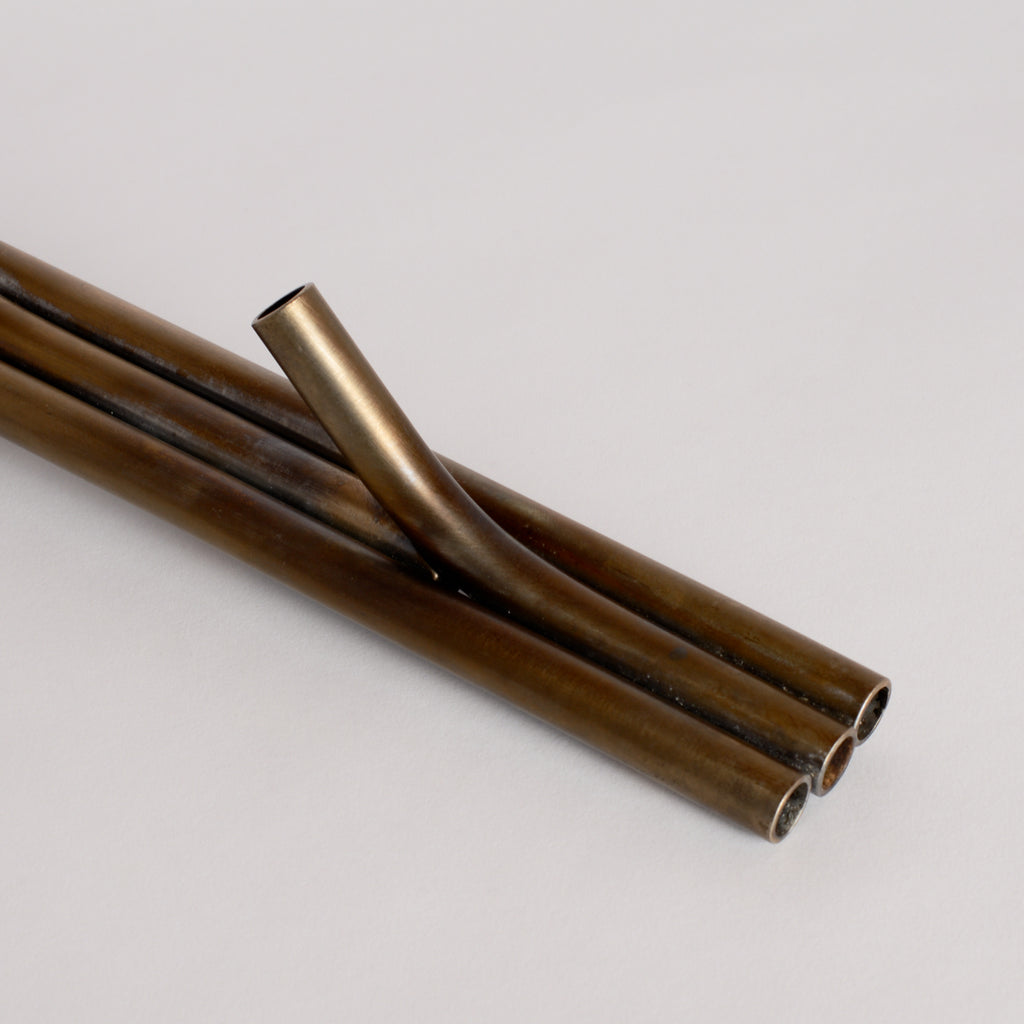 'Over & Under' Pipeflute Wall Hook - Burnt Stainless Steel