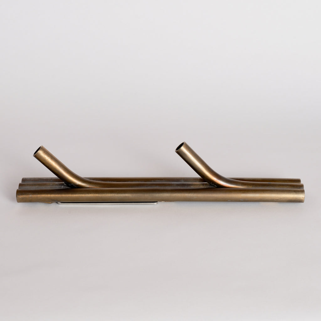 'Over & Under' Pipeflute Wall Hook - Burnt Stainless Steel