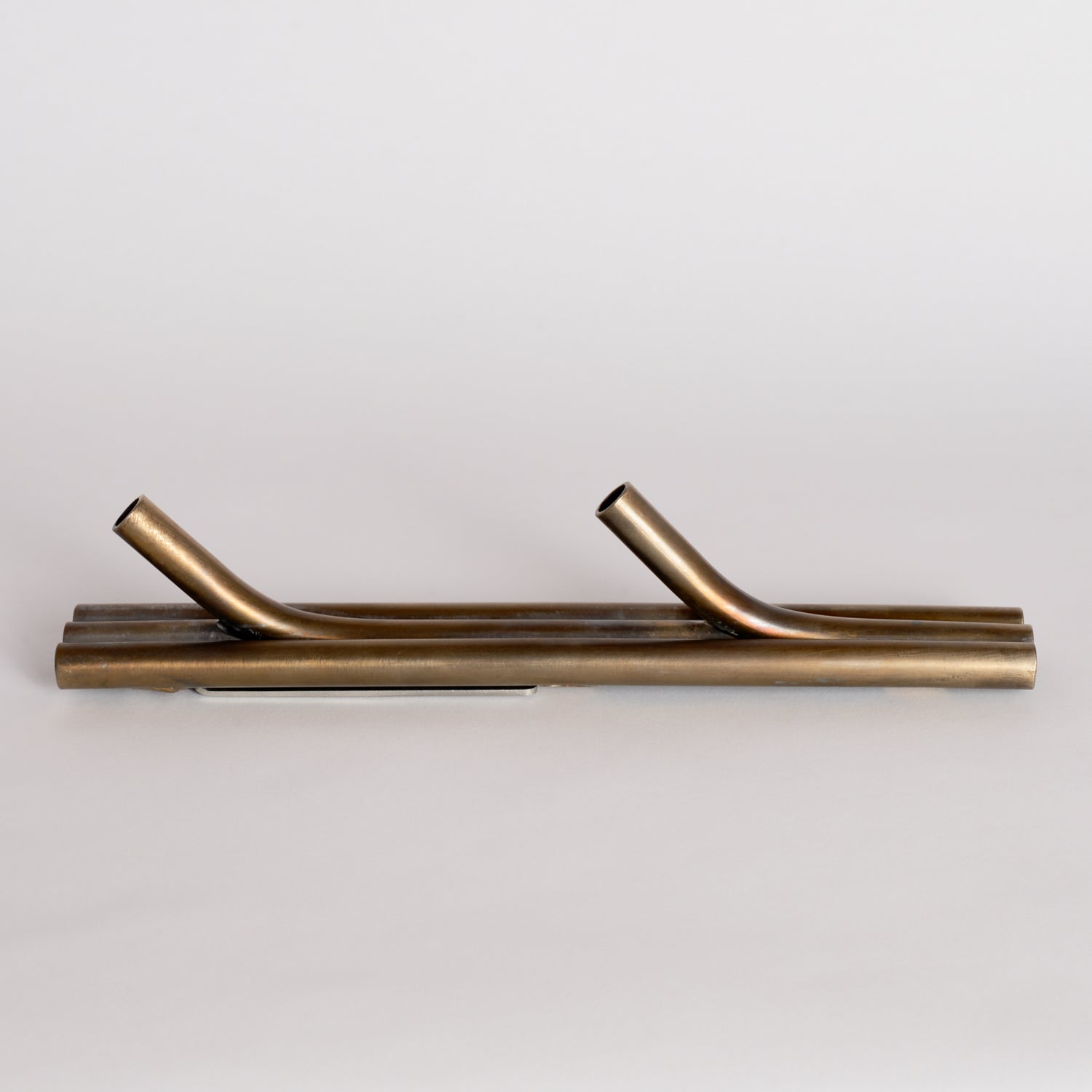 'Over & Under' Pipeflute Wall Hook - Burnt Stainless Steel