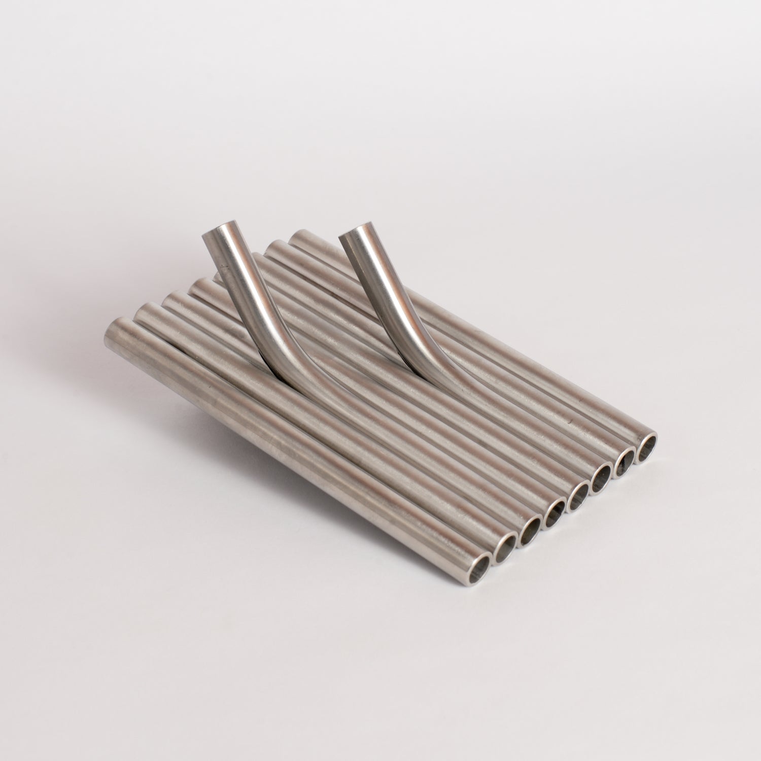 'Side by Side' Pipeflute Wall Hook - Brushed Stainless Steel