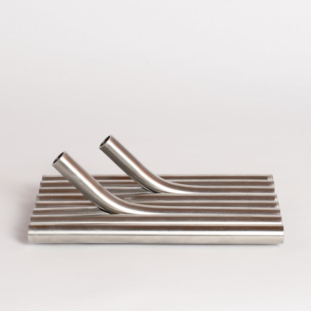 'Side by Side' Pipeflute Wall Hook - Brushed Stainless Steel