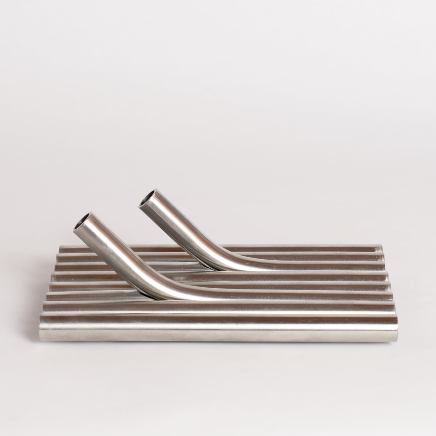 'Side by Side' Pipeflute Wall Hook - Brushed Stainless Steel