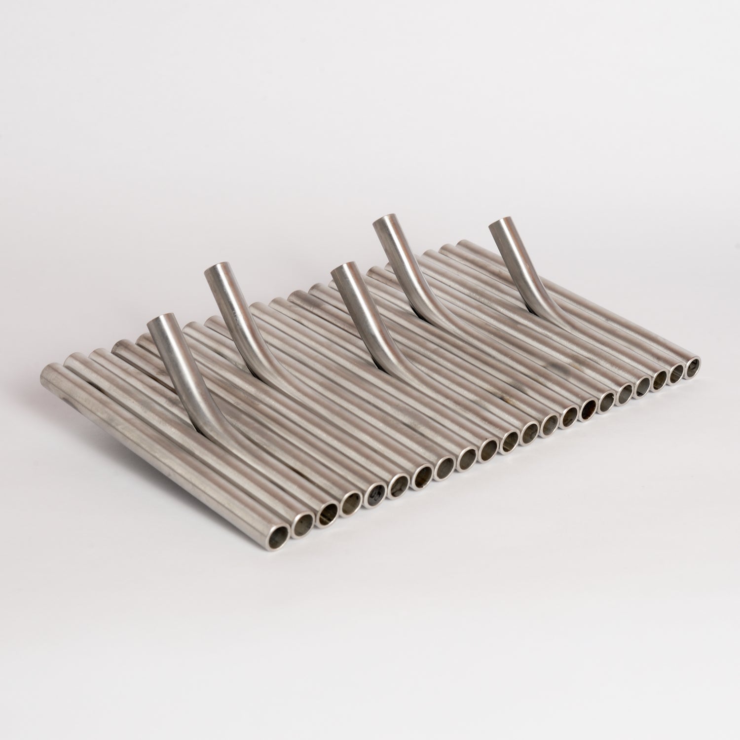 'Full House' Pipeflute Wall Hook - Brushed Stainless Steel