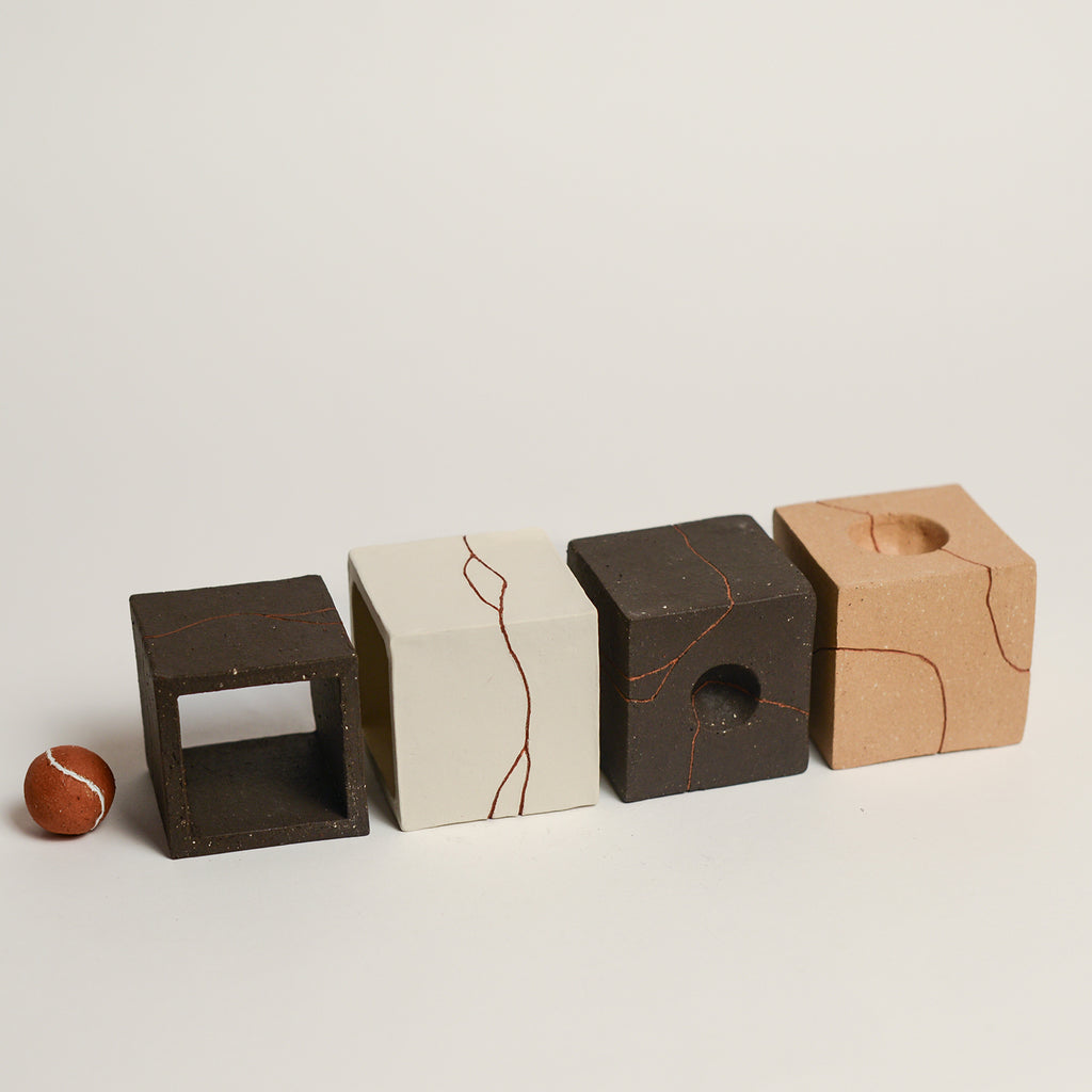 Ceramic sculpture handmade by Sydney-based artist Debbey Watson. The minimal aesthetic of Debbey’s enclosed, slab-built geometric forms and contemporary ceramics is inspired by her interest in modern architecture and design. 