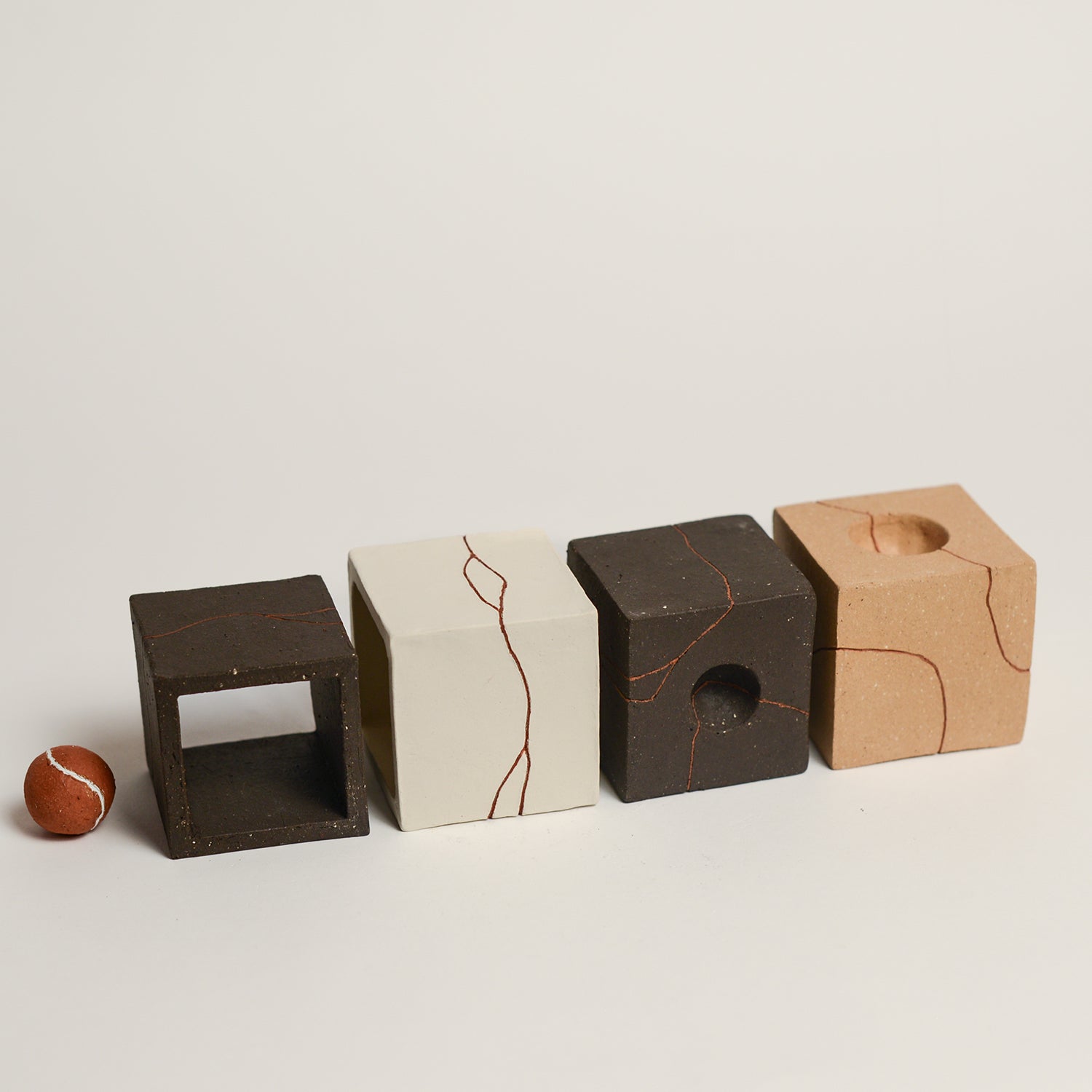 Ceramic sculpture handmade by Sydney-based artist Debbey Watson. The minimal aesthetic of Debbey’s enclosed, slab-built geometric forms and contemporary ceramics is inspired by her interest in modern architecture and design. 