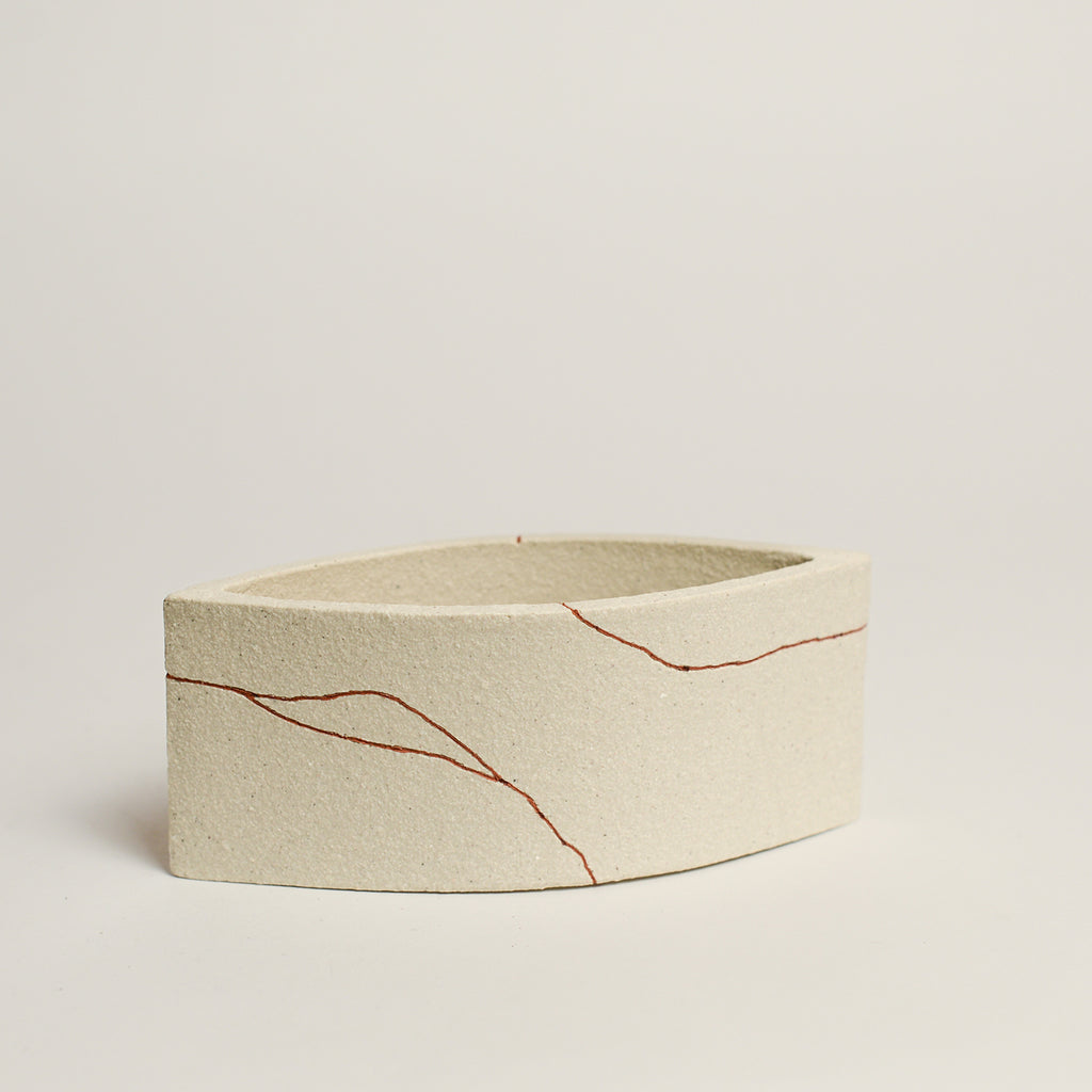 Ceramic sculpture handmade by Sydney-based artist Debbey Watson. The minimal aesthetic of Debbey’s enclosed, slab-built geometric forms and contemporary ceramics is inspired by her interest in modern architecture and design. 