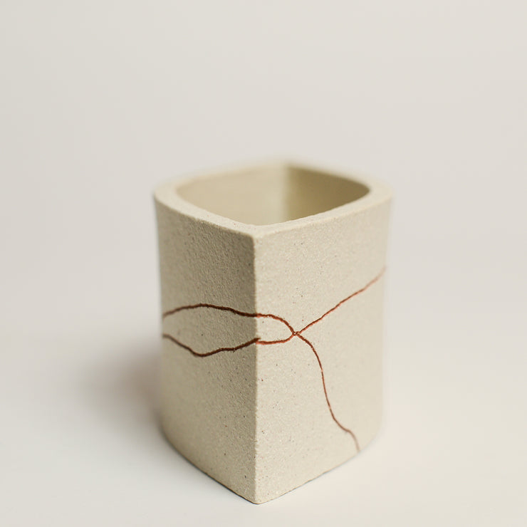 Ceramic sculpture handmade by Sydney-based artist Debbey Watson. The minimal aesthetic of Debbey’s enclosed, slab-built geometric forms and contemporary ceramics is inspired by her interest in modern architecture and design. 
