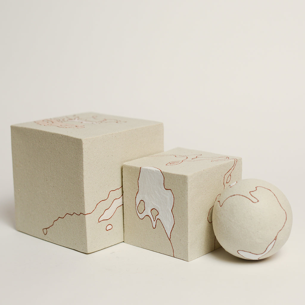 Ceramic sculpture handmade by Sydney-based artist Debbey Watson. The minimal aesthetic of Debbey’s enclosed, slab-built geometric forms and contemporary ceramics is inspired by her interest in modern architecture and design. 