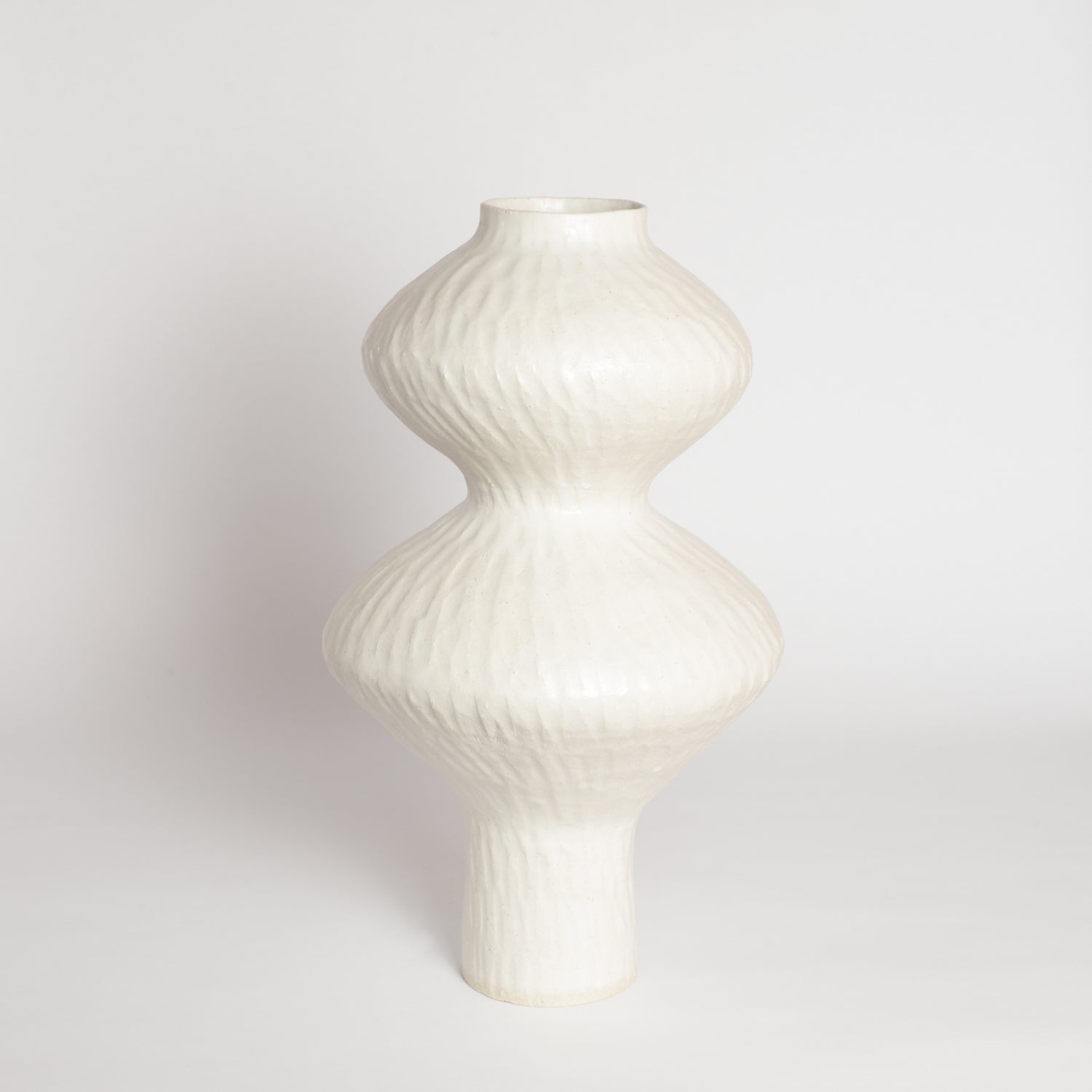 White Carved Wobble Vase