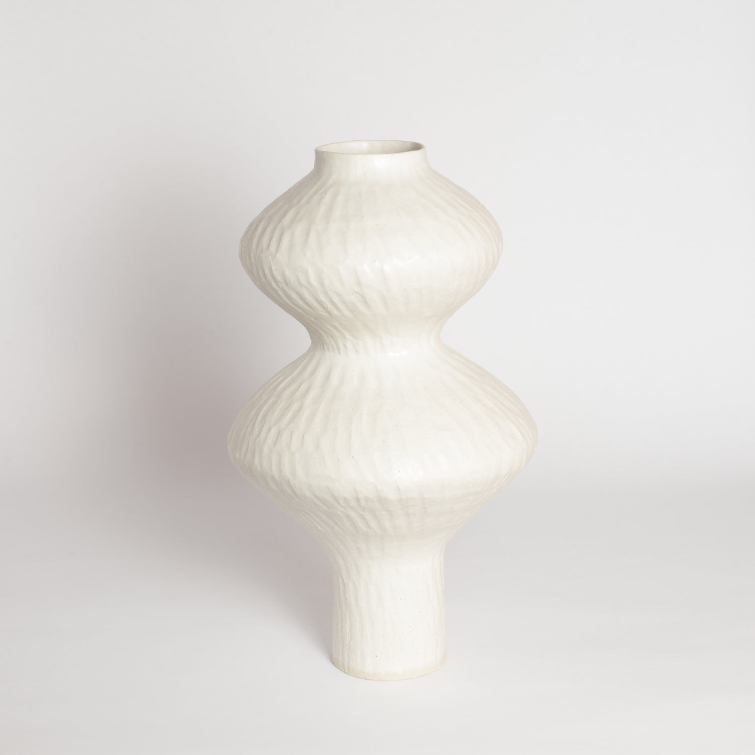 White Carved Wobble Vase