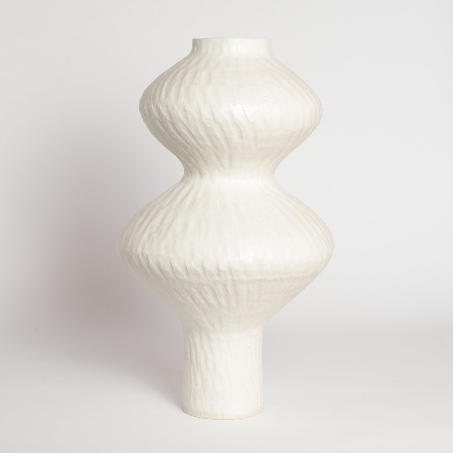 White Carved Wobble Vase