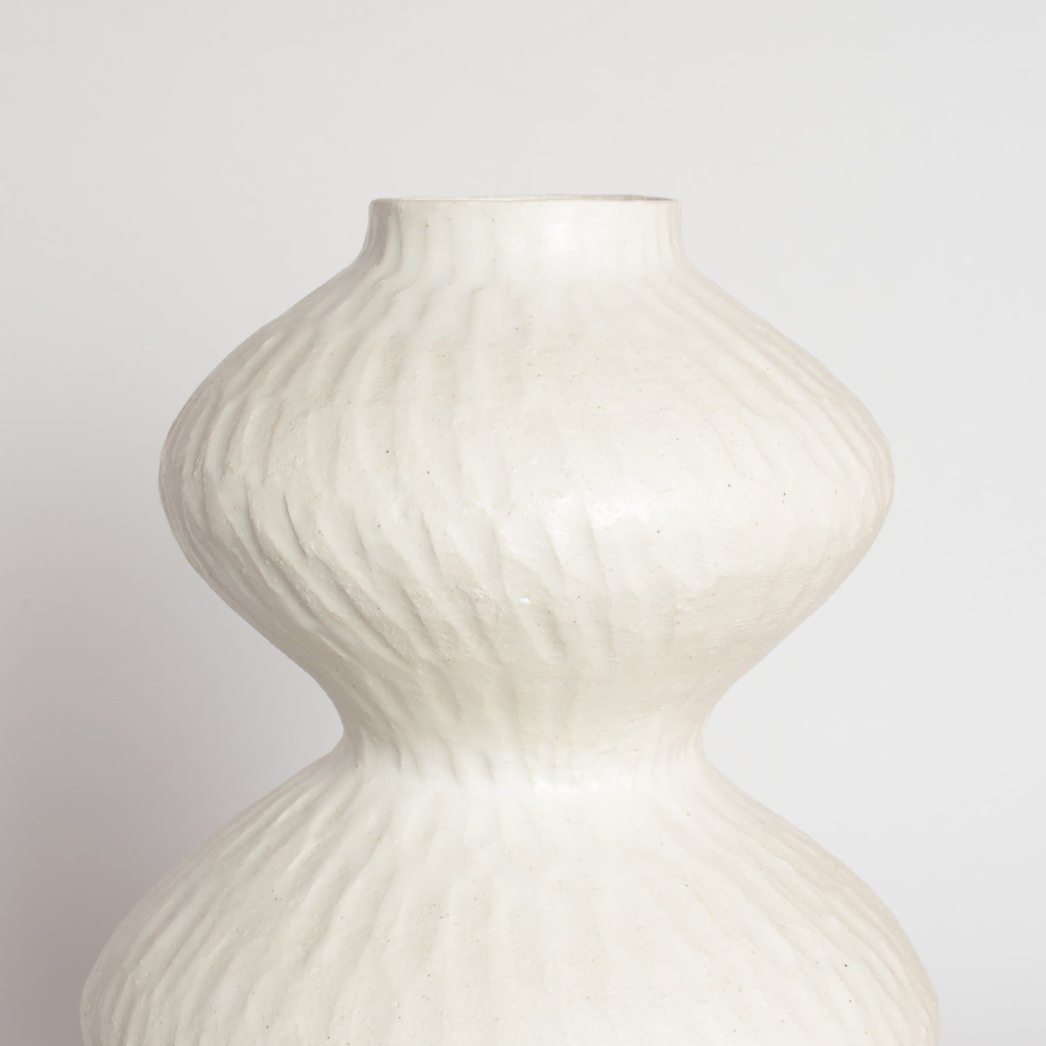 White Carved Wobble Vase