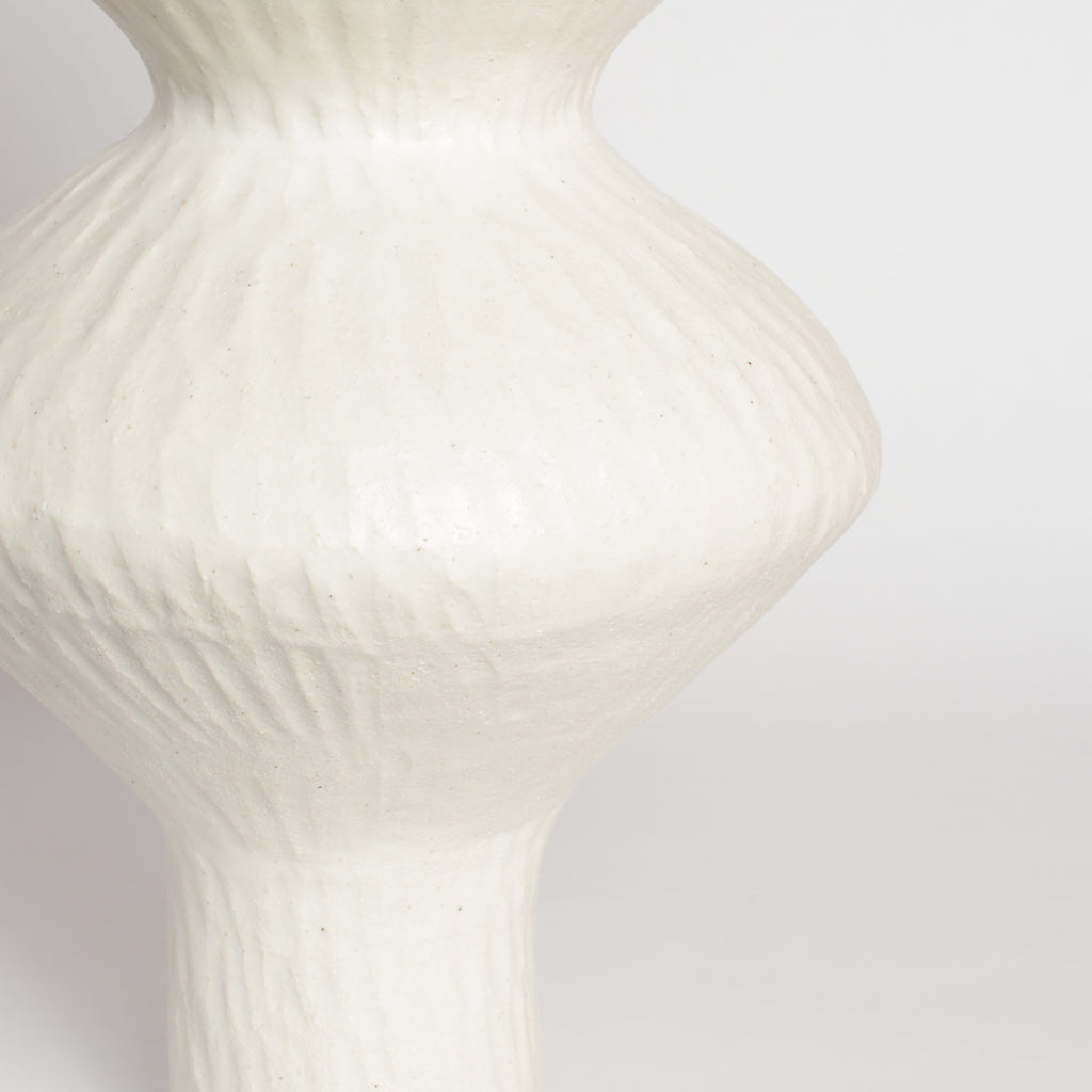 White Carved Wobble Vase
