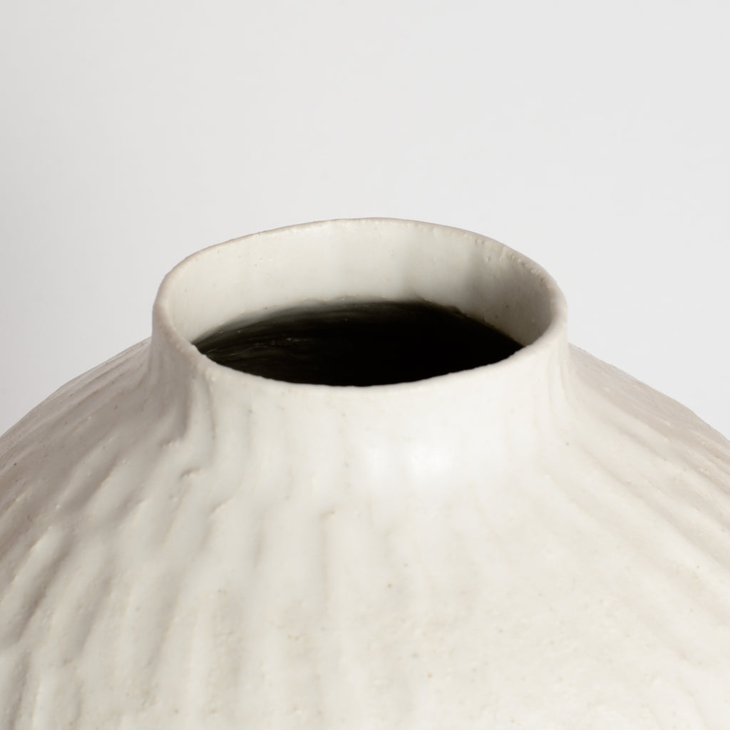White Carved Wobble Vase