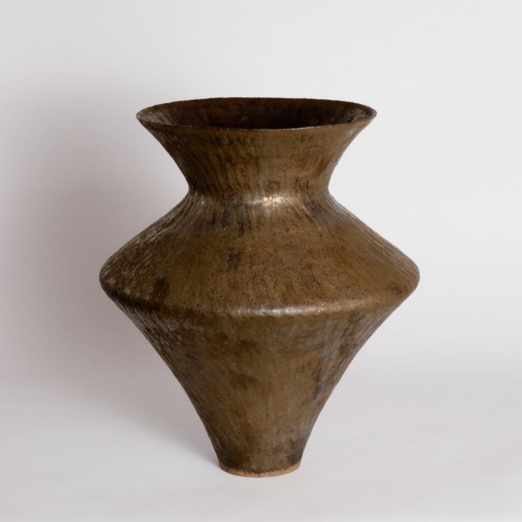 Carved Flare Bronze Vessel