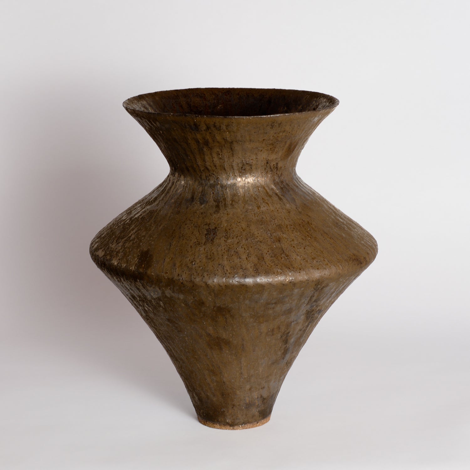 Carved Flare Bronze Vessel