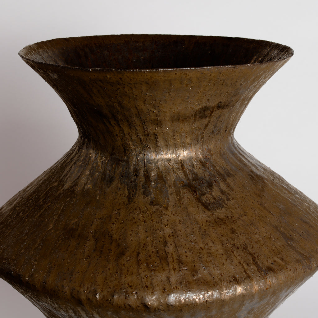 Carved Flare Bronze Vessel