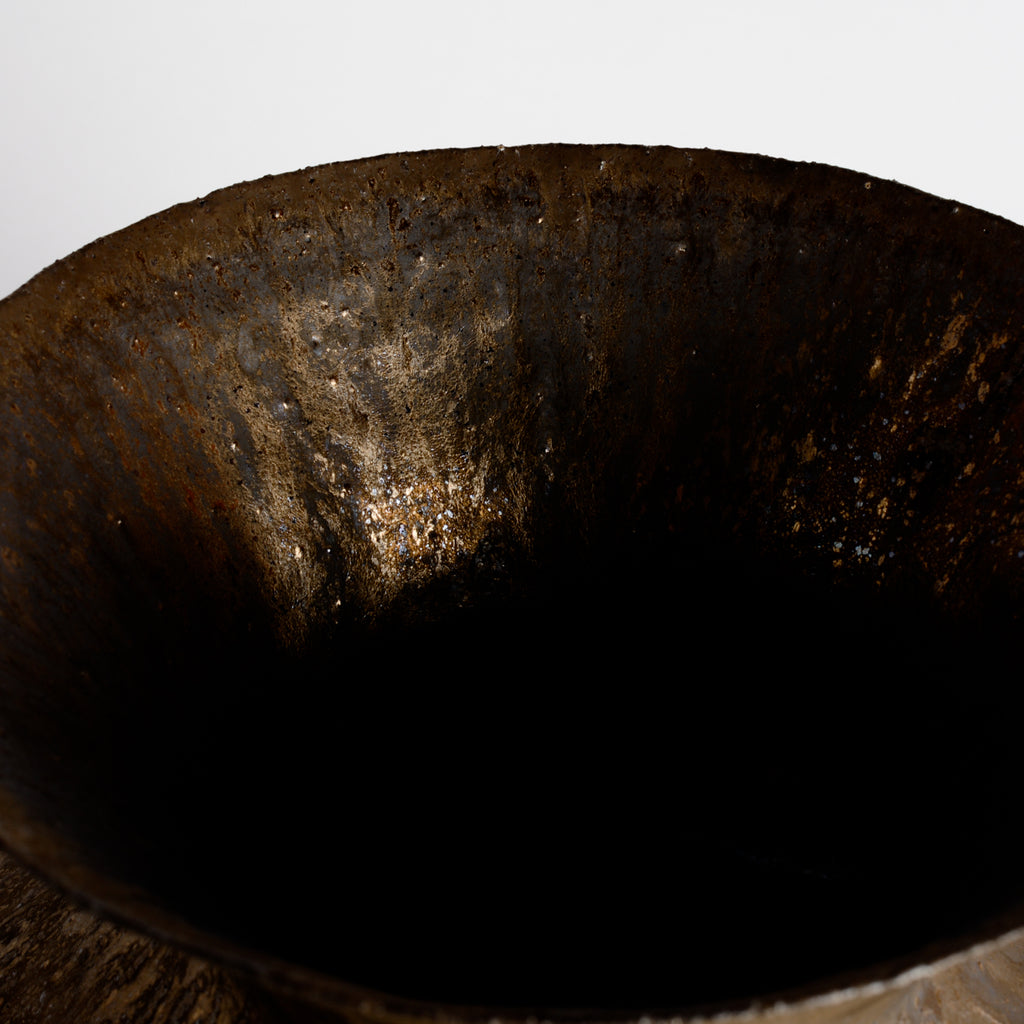 Carved Flare Bronze Vessel