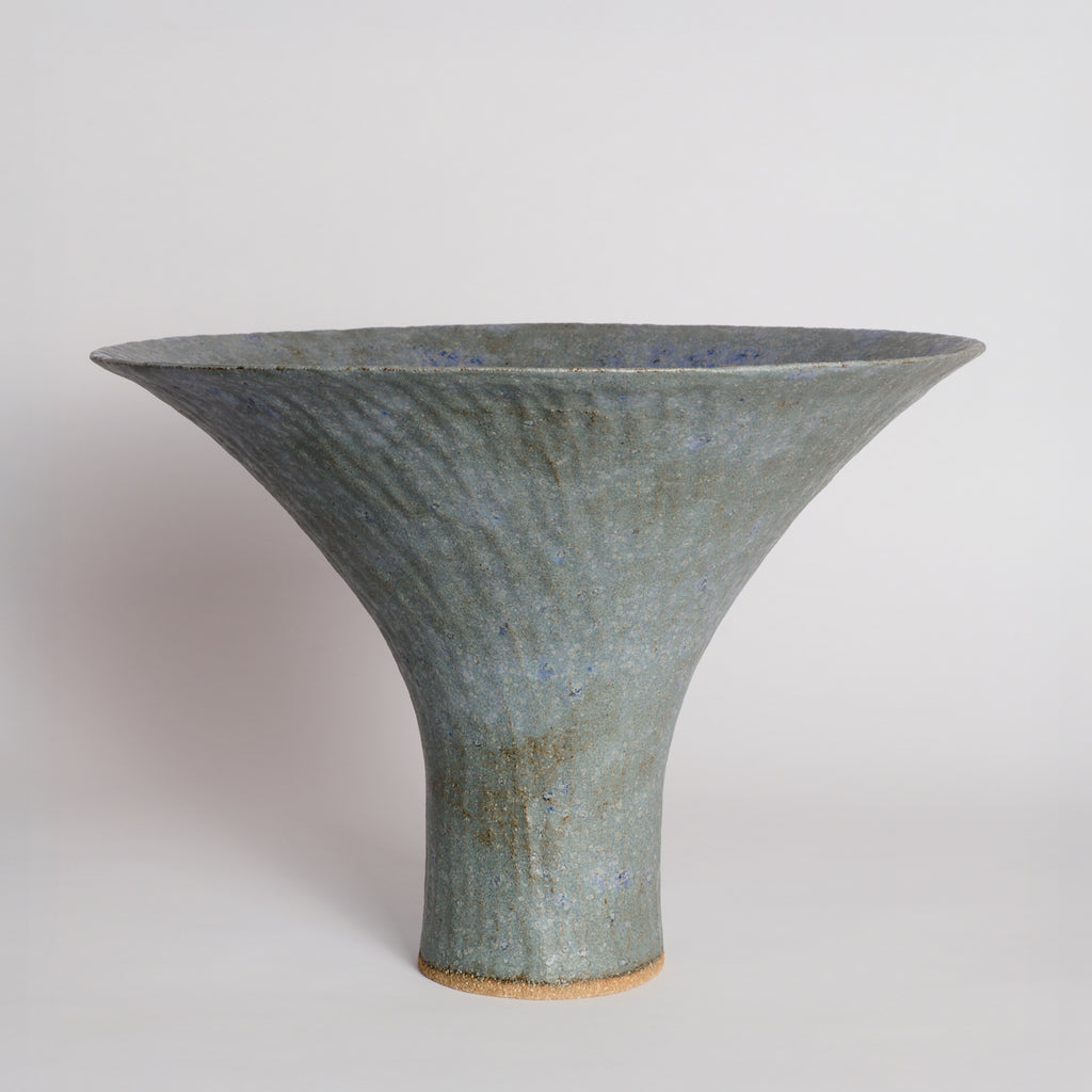 Blue Sea Salt Footed Flower Bowl