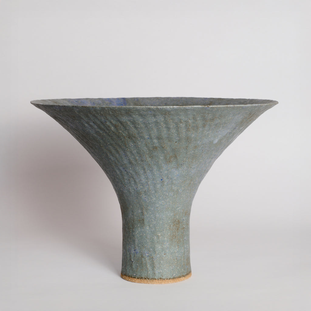 Blue Sea Salt Footed Flower Bowl