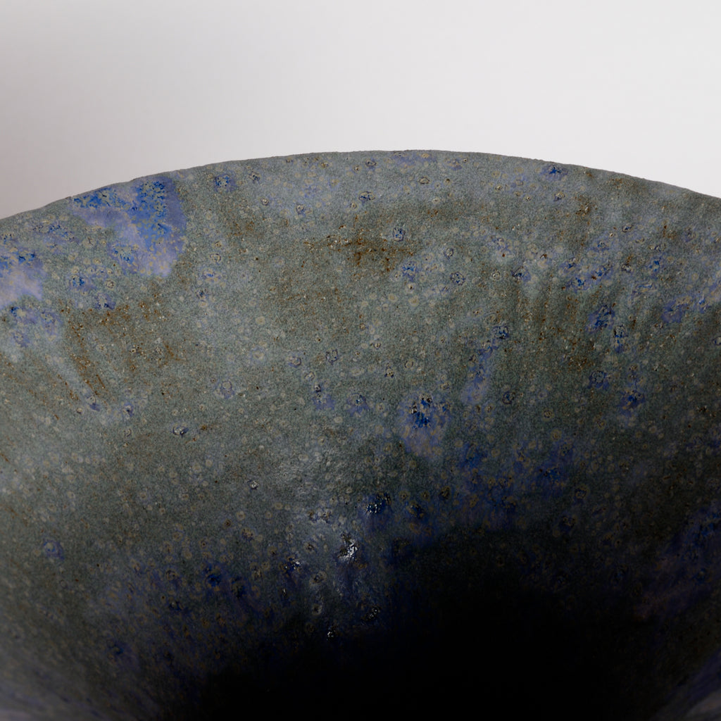 Blue Sea Salt Footed Flower Bowl