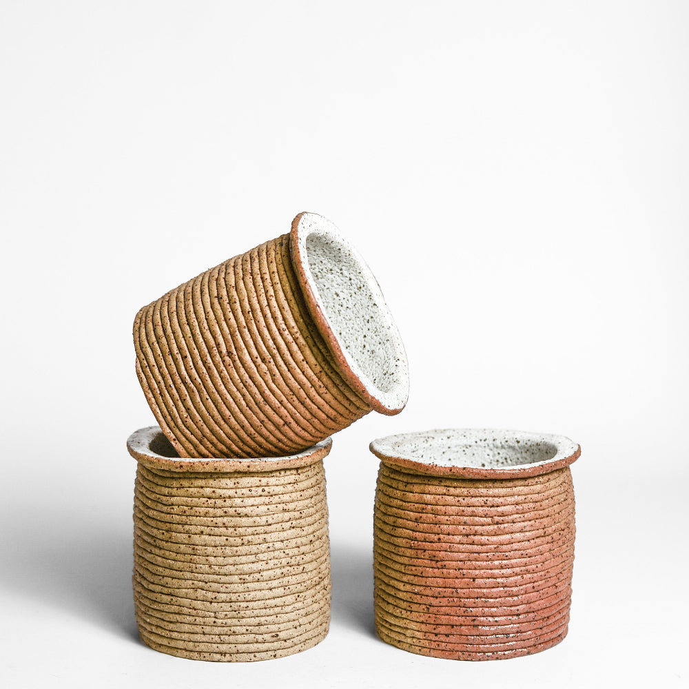 Ceramic vessel handmade by Mali Taylor, a Melbourne based ceramic artist currently exploring the parameters of coil methodology within her practice.