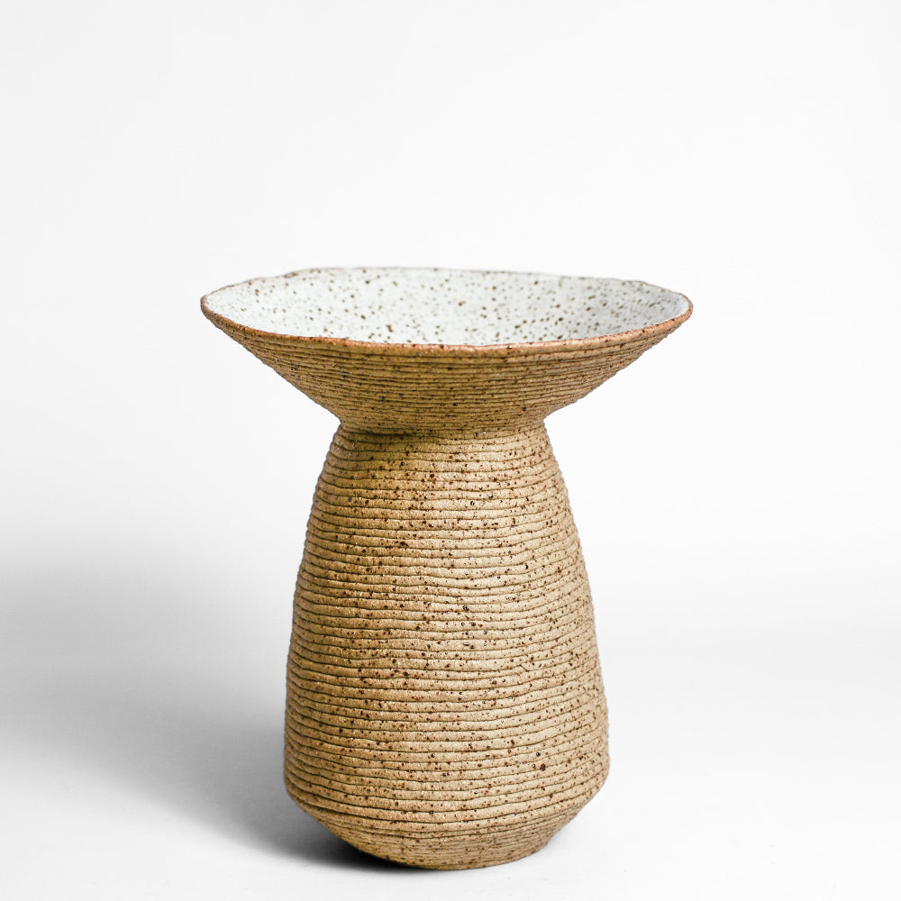 Ceramic vessel handmade by Mali Taylor, a Melbourne based ceramic artist currently exploring the parameters of coil methodology within her practice.