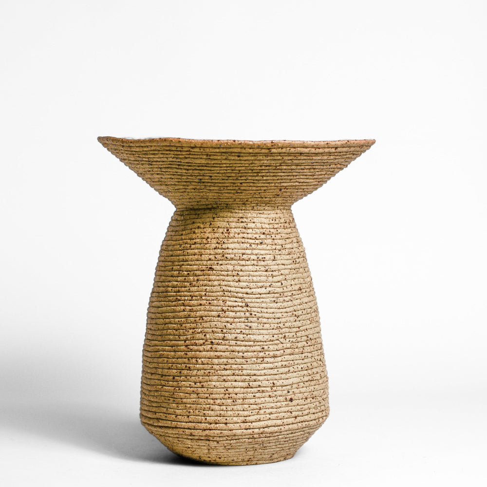 Ceramic vessel handmade by Mali Taylor, a Melbourne based ceramic artist currently exploring the parameters of coil methodology within her practice.