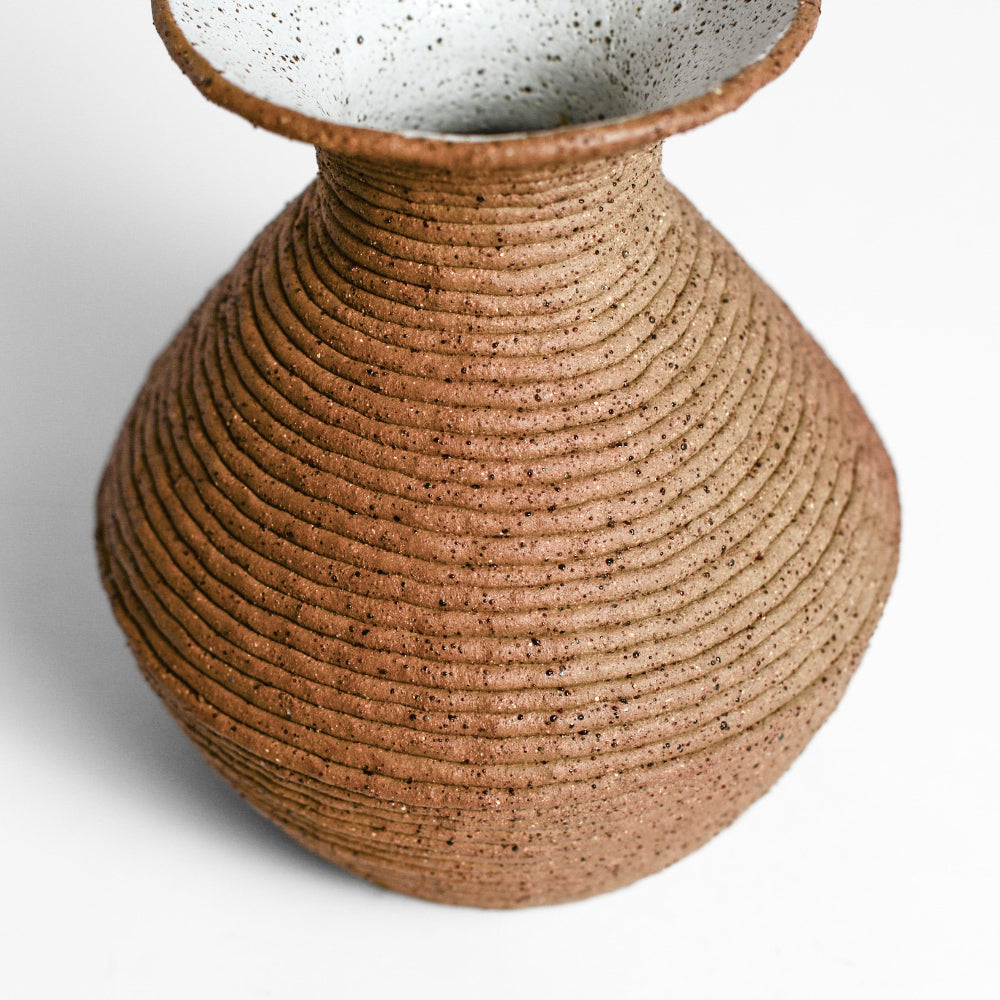 Ceramic vessel handmade by Mali Taylor, a Melbourne based ceramic artist currently exploring the parameters of coil methodology within her practice.
