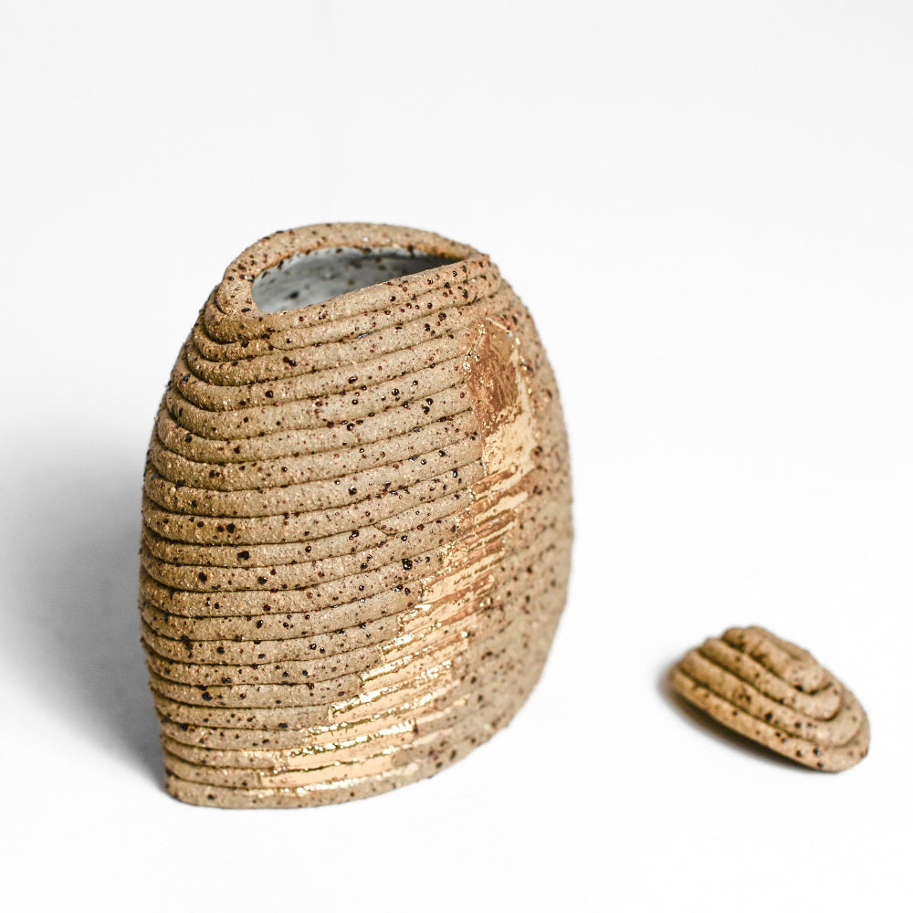 Ceramic vessel handmade by Mali Taylor, a Melbourne based ceramic artist currently exploring the parameters of coil methodology within her practice.