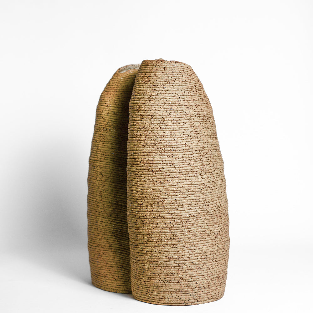 Ceramic vessel handmade by Mali Taylor, a Melbourne based ceramic artist currently exploring the parameters of coil methodology within her practice.