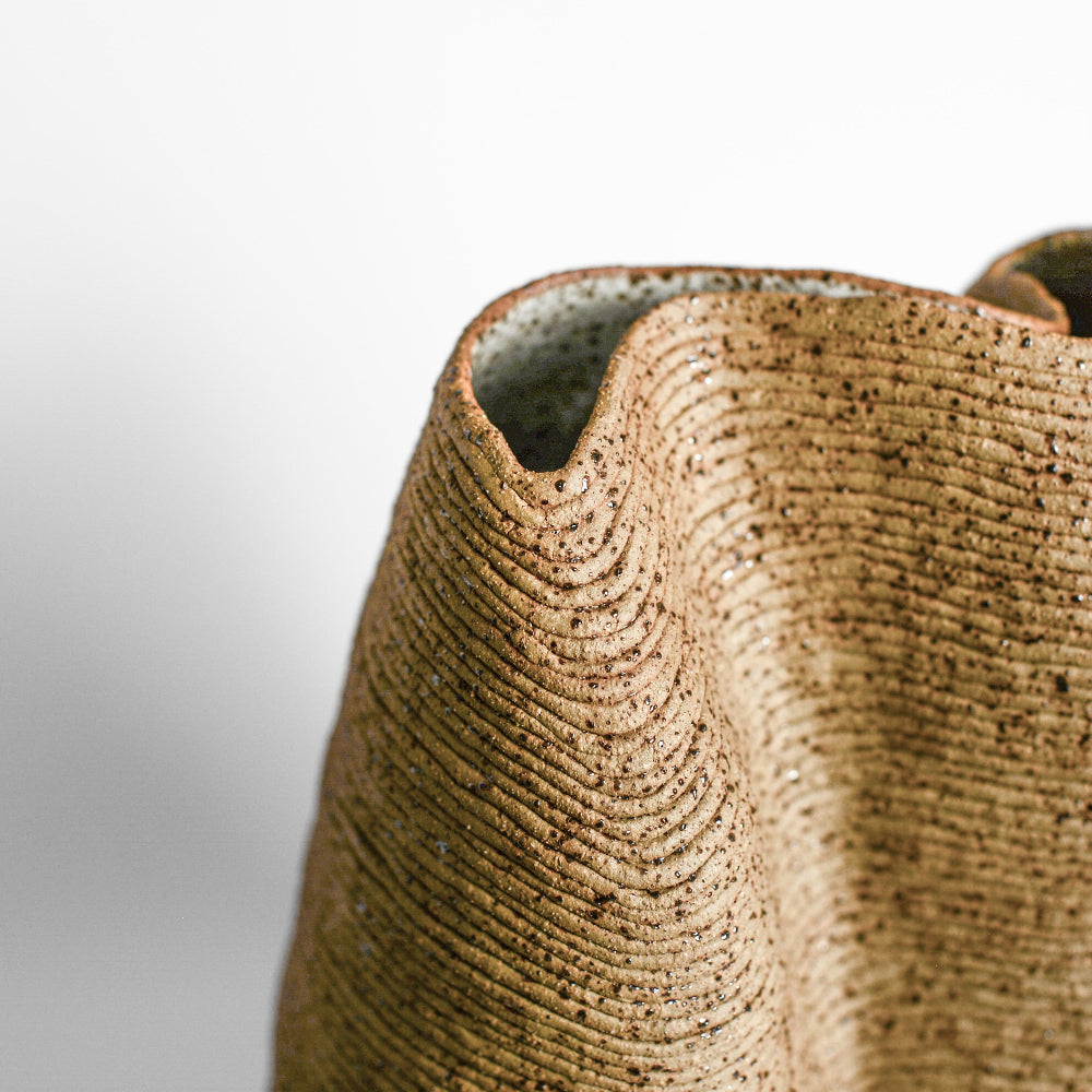 Ceramic vessel handmade by Mali Taylor, a Melbourne based ceramic artist currently exploring the parameters of coil methodology within her practice.