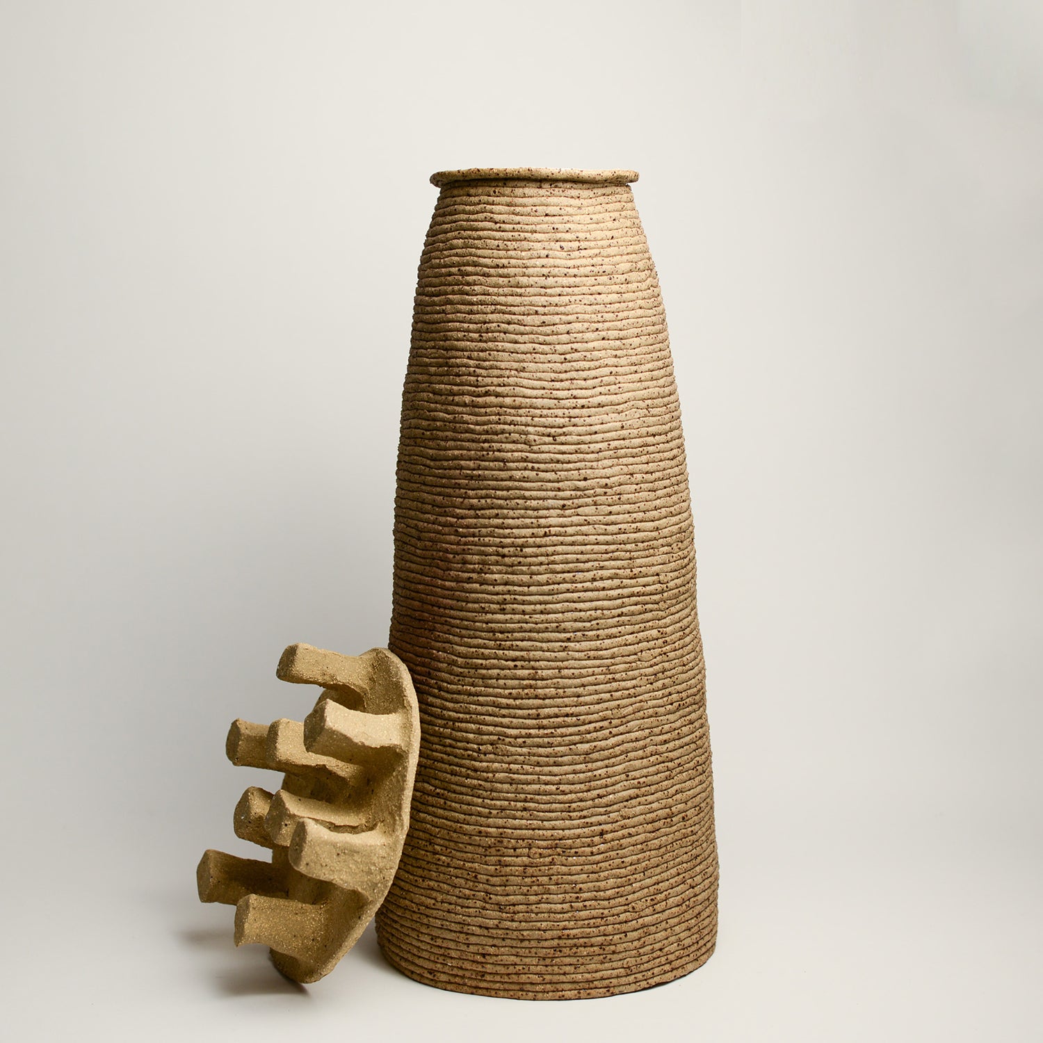 Ceramic vessel handmade by Mali Taylor, a Melbourne based ceramic artist currently exploring the parameters of coil methodology within her practice.