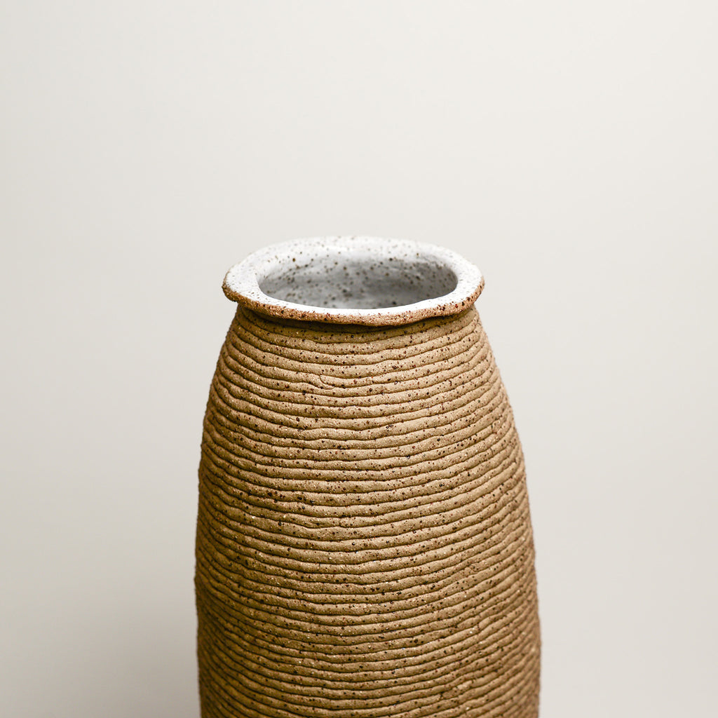 Ceramic vessel handmade by Mali Taylor, a Melbourne based ceramic artist currently exploring the parameters of coil methodology within her practice.
