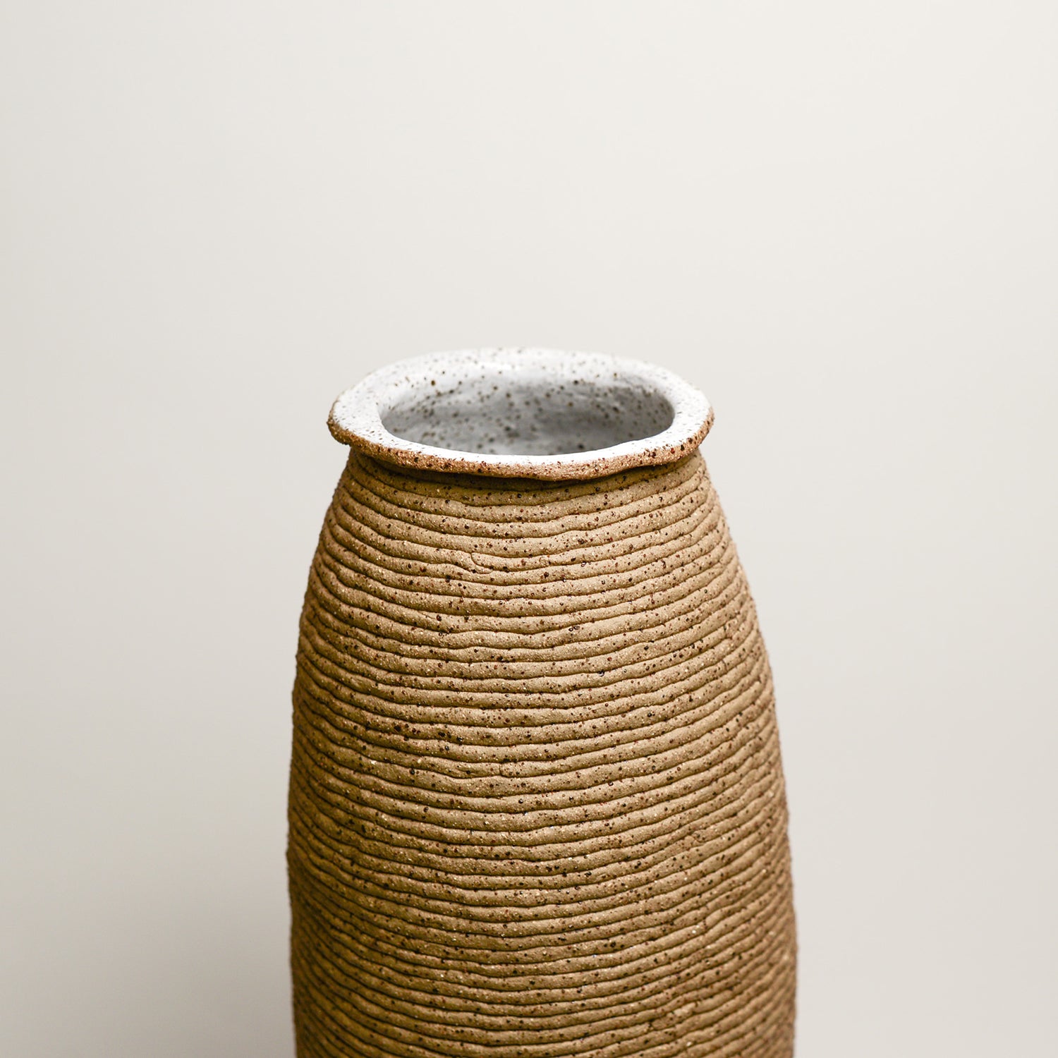 Ceramic vessel handmade by Mali Taylor, a Melbourne based ceramic artist currently exploring the parameters of coil methodology within her practice.