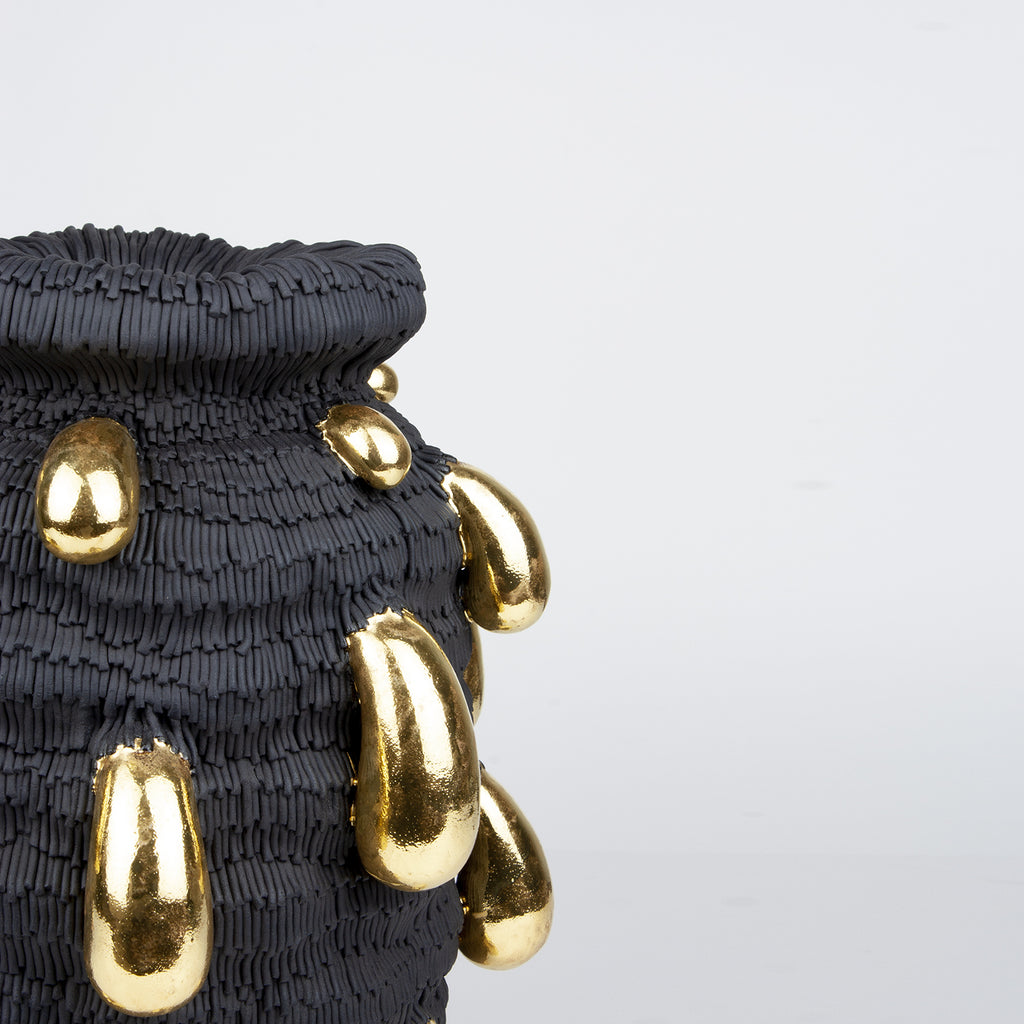 Ceramic sculpture by French artist Mathieu Frossard, as part of his exhibition 'Workflow'. Mathieu Frossard creates works that stand somewhere between art, design and craft.