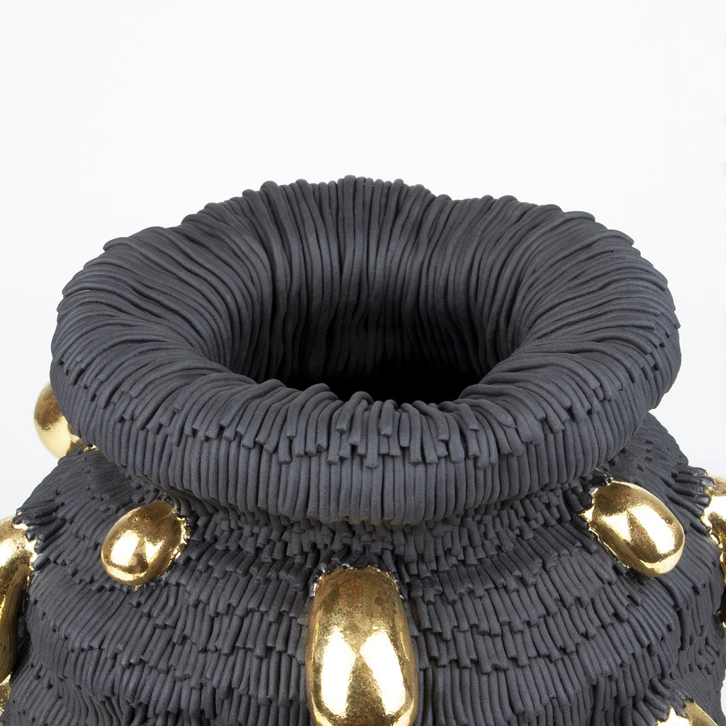 Ceramic sculpture by French artist Mathieu Frossard, as part of his exhibition 'Workflow'. Mathieu Frossard creates works that stand somewhere between art, design and craft.