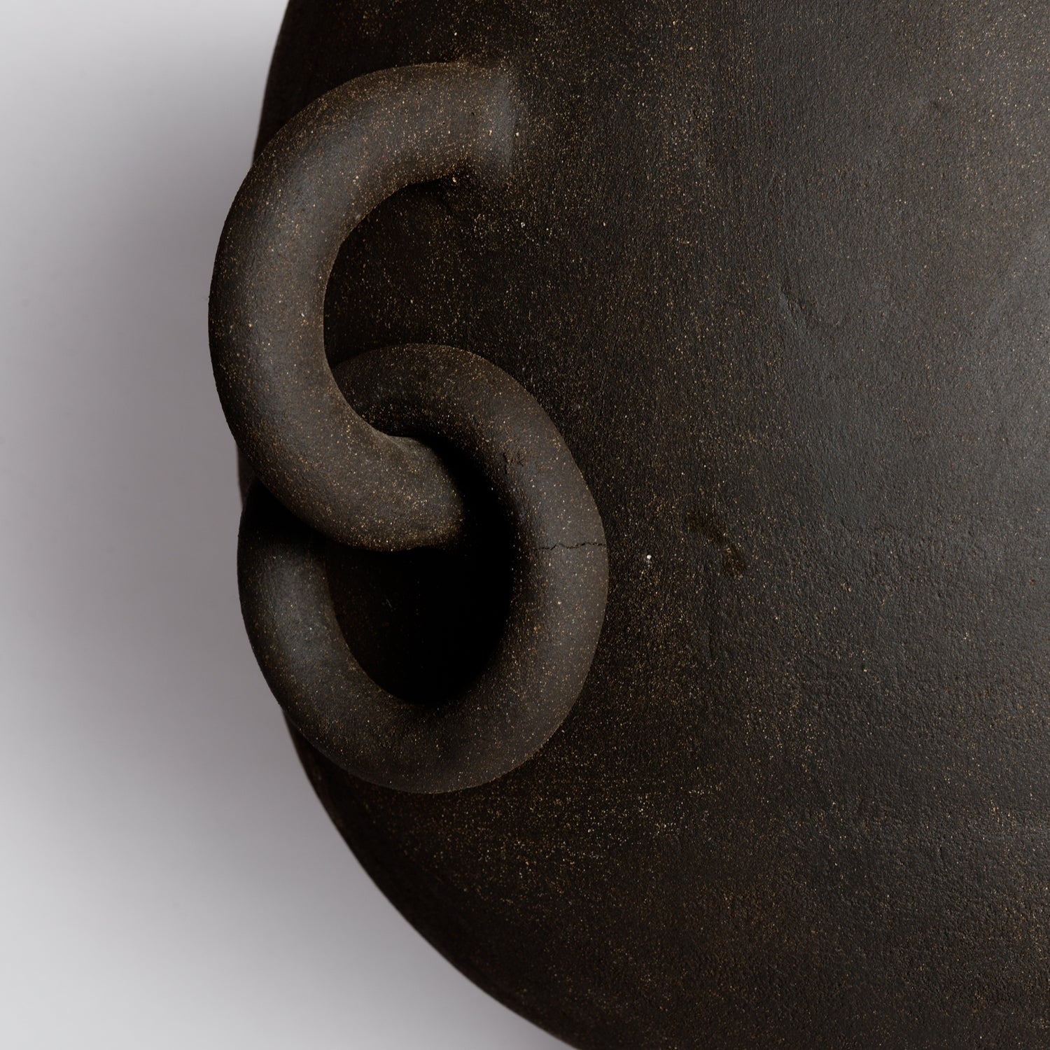 Extra Large Ceramic Black Vessel With Links