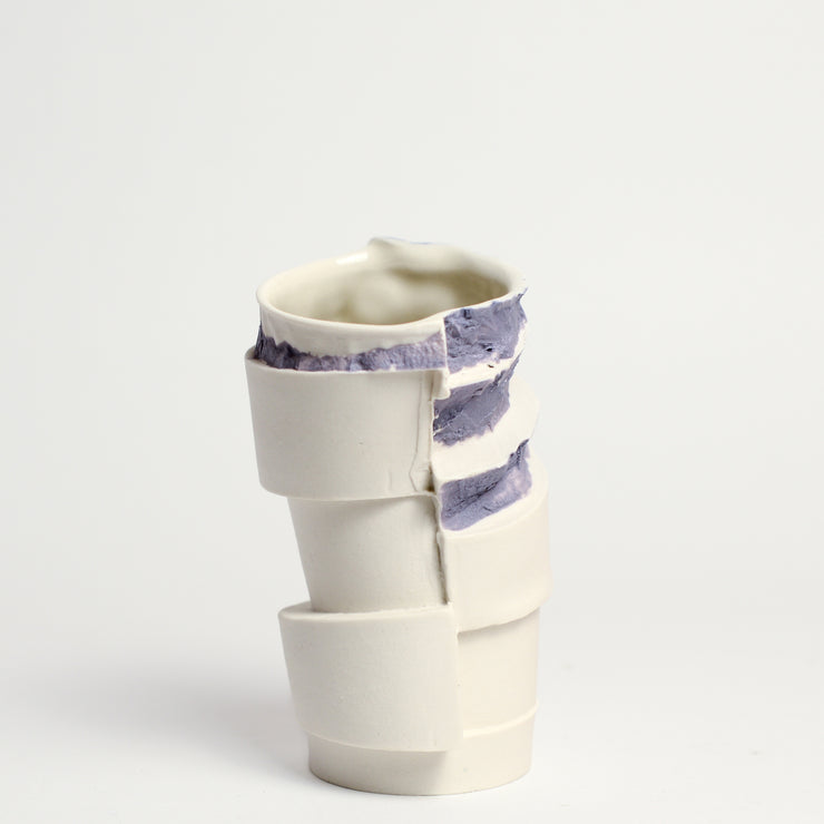 Small Porcelain vase purple rim handmade by Perth ceramicist Studio Mulders