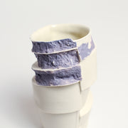 Small Porcelain vase purple rim handmade by Perth ceramicist Studio Mulders