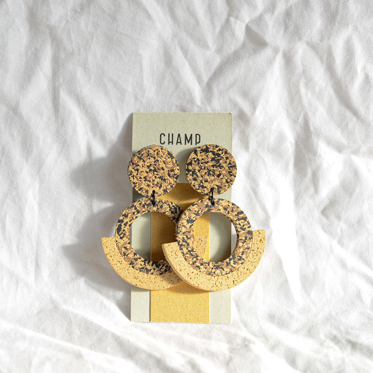 Champs earrings are made from recycled tyres and new rubber with high grade surgical steel posts and findings.
