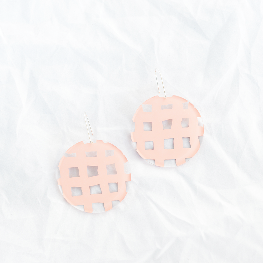 Acrylic earrings hand painted by Melbourne designer Dorkus Design