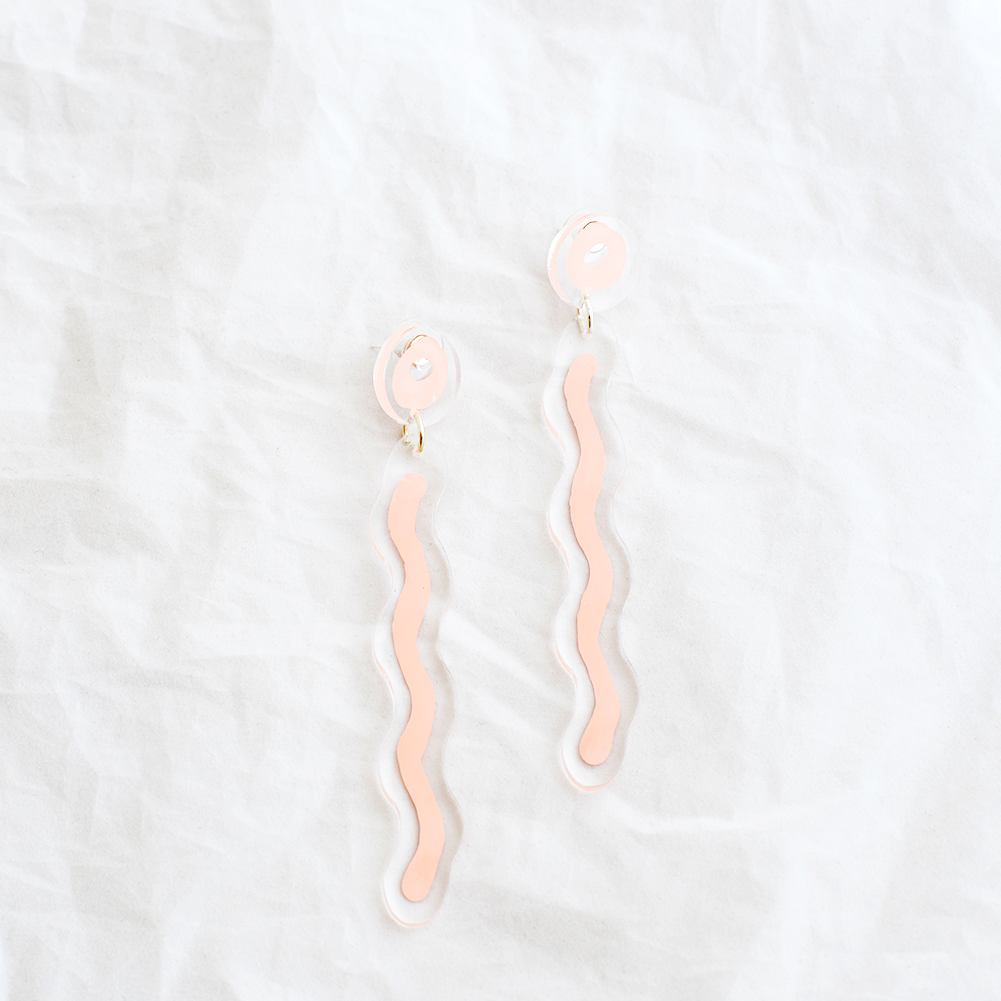 Acrylic earrings hand painted by Melbourne designer Dorkus Design