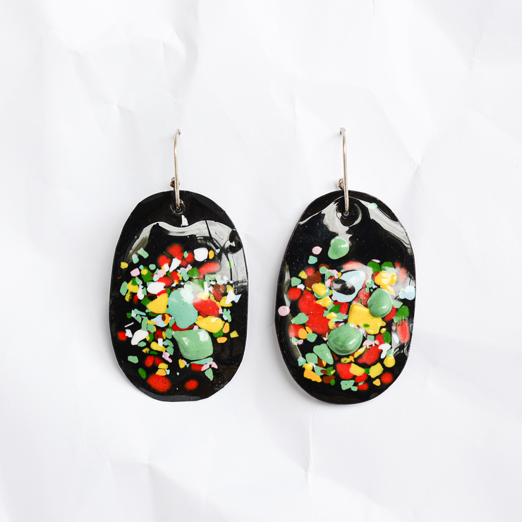 Enamel earrings handmade by Melbourne jeweller Jenna O&