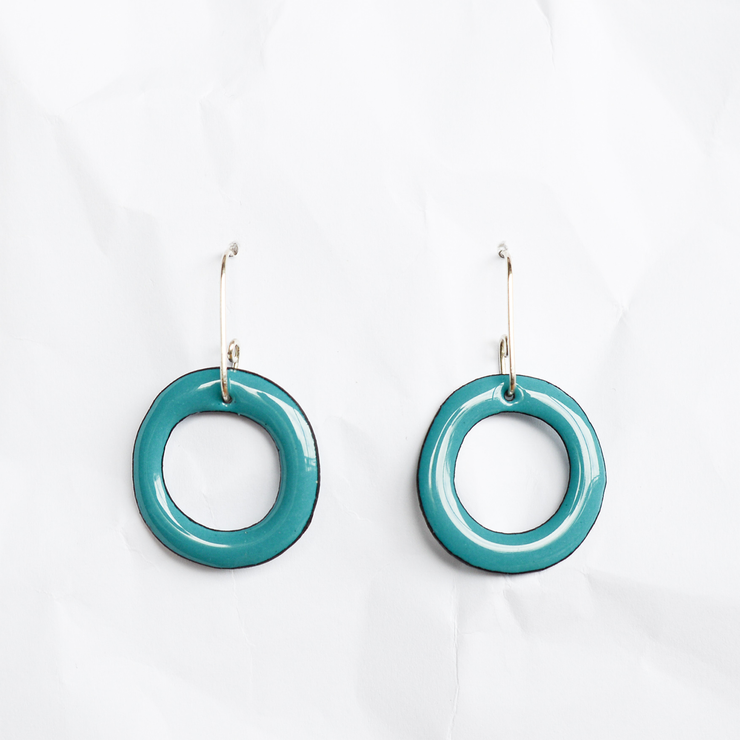 Enamel earrings handmade by Melbourne jeweller Jenna O&