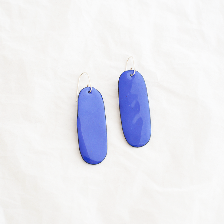 Glass enamelled swizzle earrings handmade by Melbourne-based jeweller Jenna O&