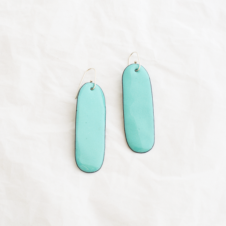 Glass enamelled swizzle earrings handmade by Melbourne-based jeweller Jenna O&