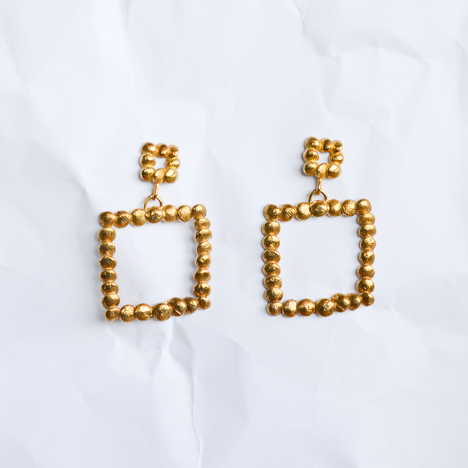 Gold-plated earrings handmade by Melbourne jeweller Yasmin Hackett